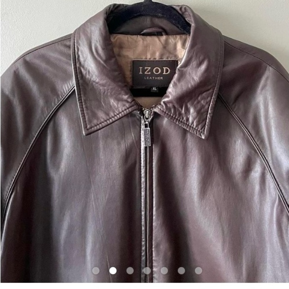 Izod Brown Leather Bomber Jacket
